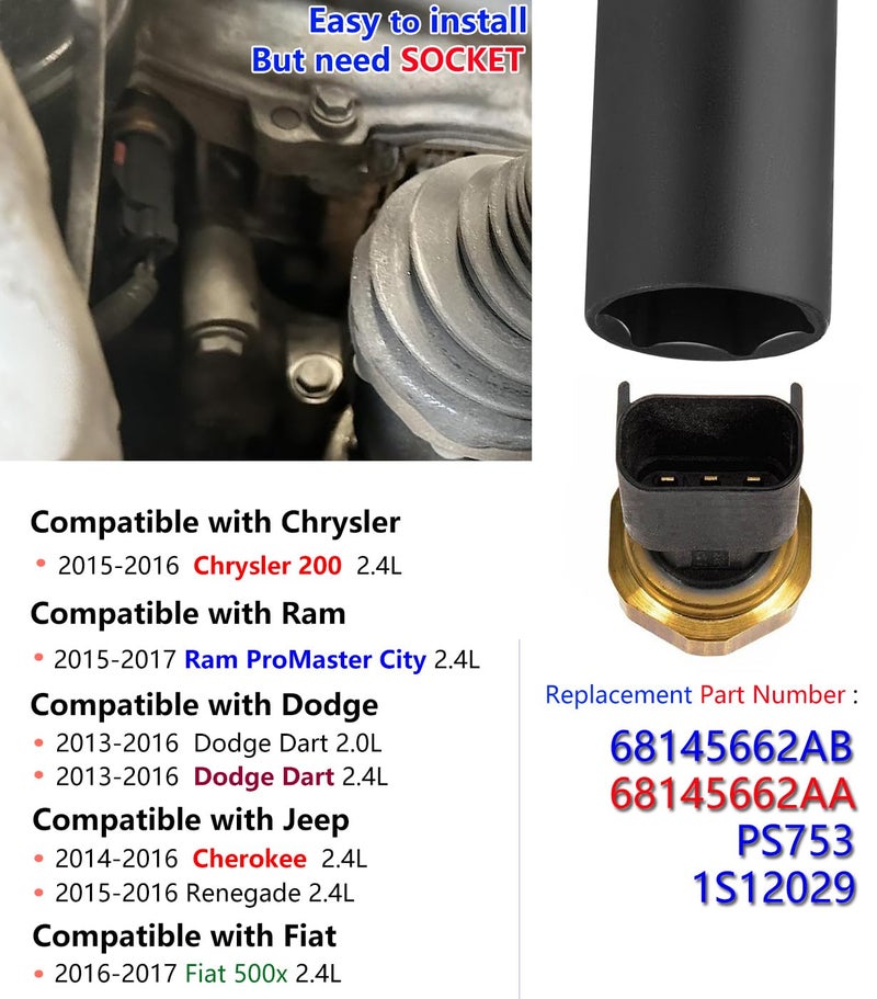 ADdormorn 68145662AA Oil Pressure Sensor for 2.4L Dodge, Jeep, Chrysler, Ram,Cherokee, Oil Sending Unit, Engine Oil Pressure Sensor Sender Switch 2.0 - Image 2